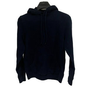 Gap Mens Small Hooded Navy Blue Cotton Sweater Knit Kangaroo pocket‎